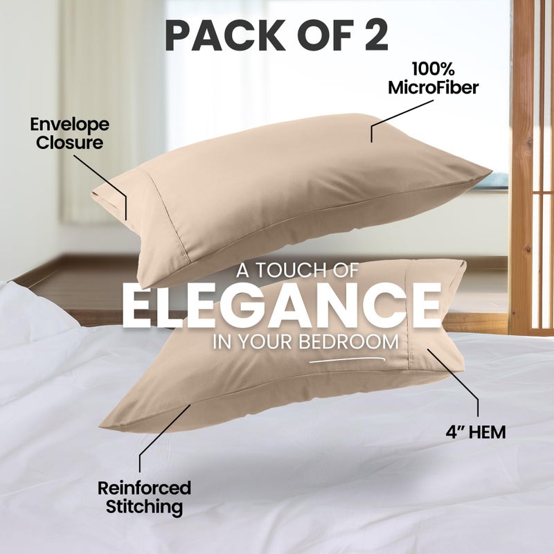 Utopia Bedding أغطية وسائد كينج من يوتوبيا - عبوة 2 - إغلاق ظرفي - قماش ميكروفايبر ناعم مصقول - أغطية وسائد مقاومة للانكماش والتلاشي بحجم كينج 20 × 40 بوصة (كينج، بيج) - Image 5